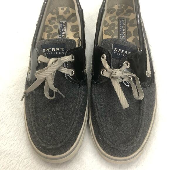 Sperry Gray Wool Patent Leather Top-Sider Size 7.5 - Picture 2 of 7